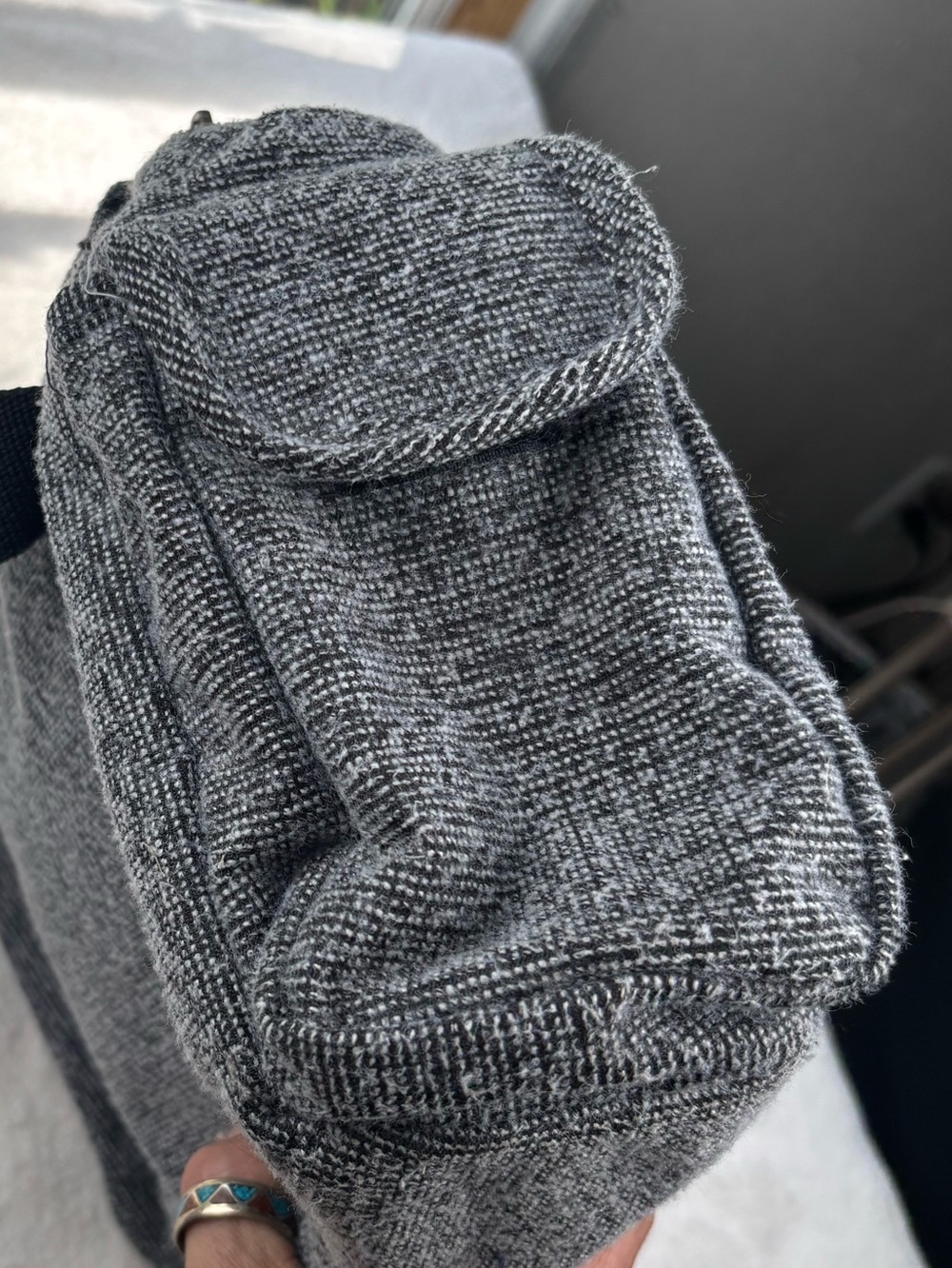 Kavu Gray Heather Shoulder Bag / Small Duffel Bag with Black Webbing - Picture 5 of 15